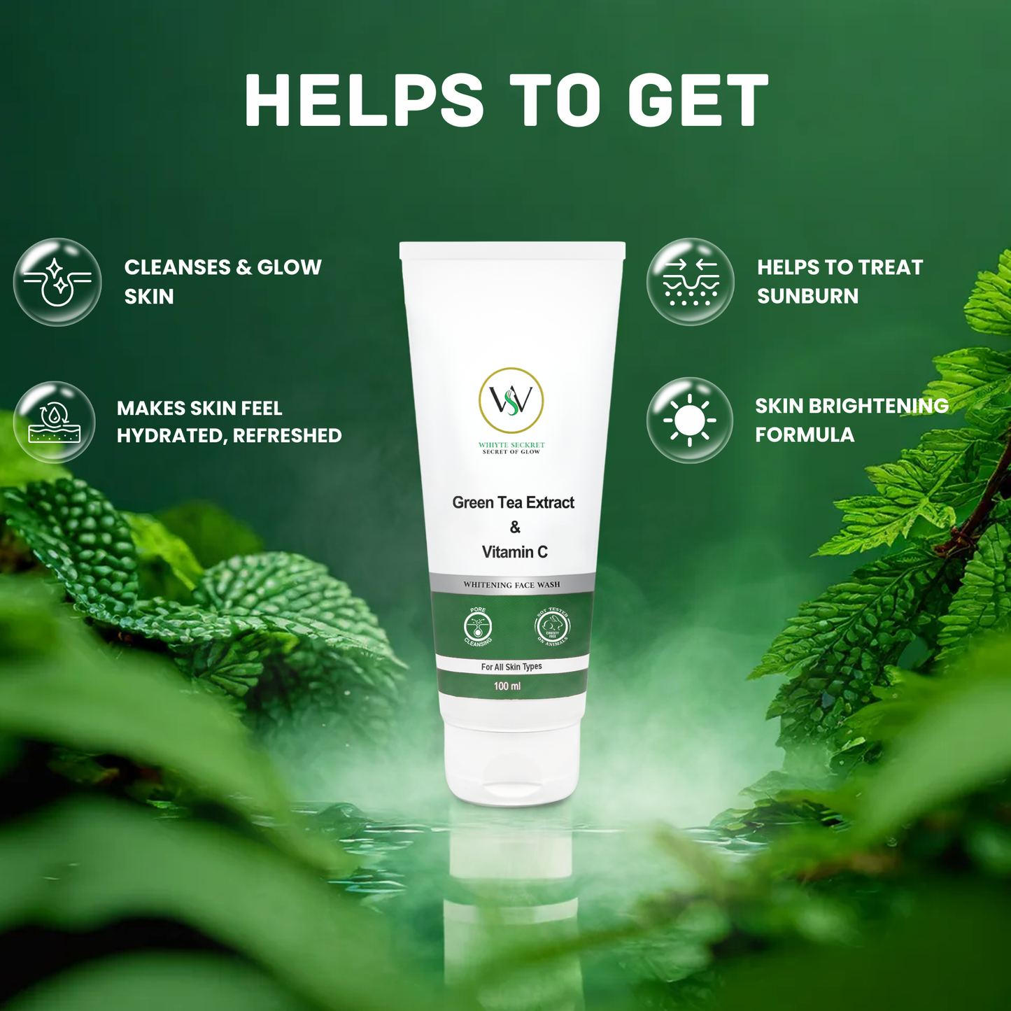 Green Tea Whitening Face Wash - 100 ML
