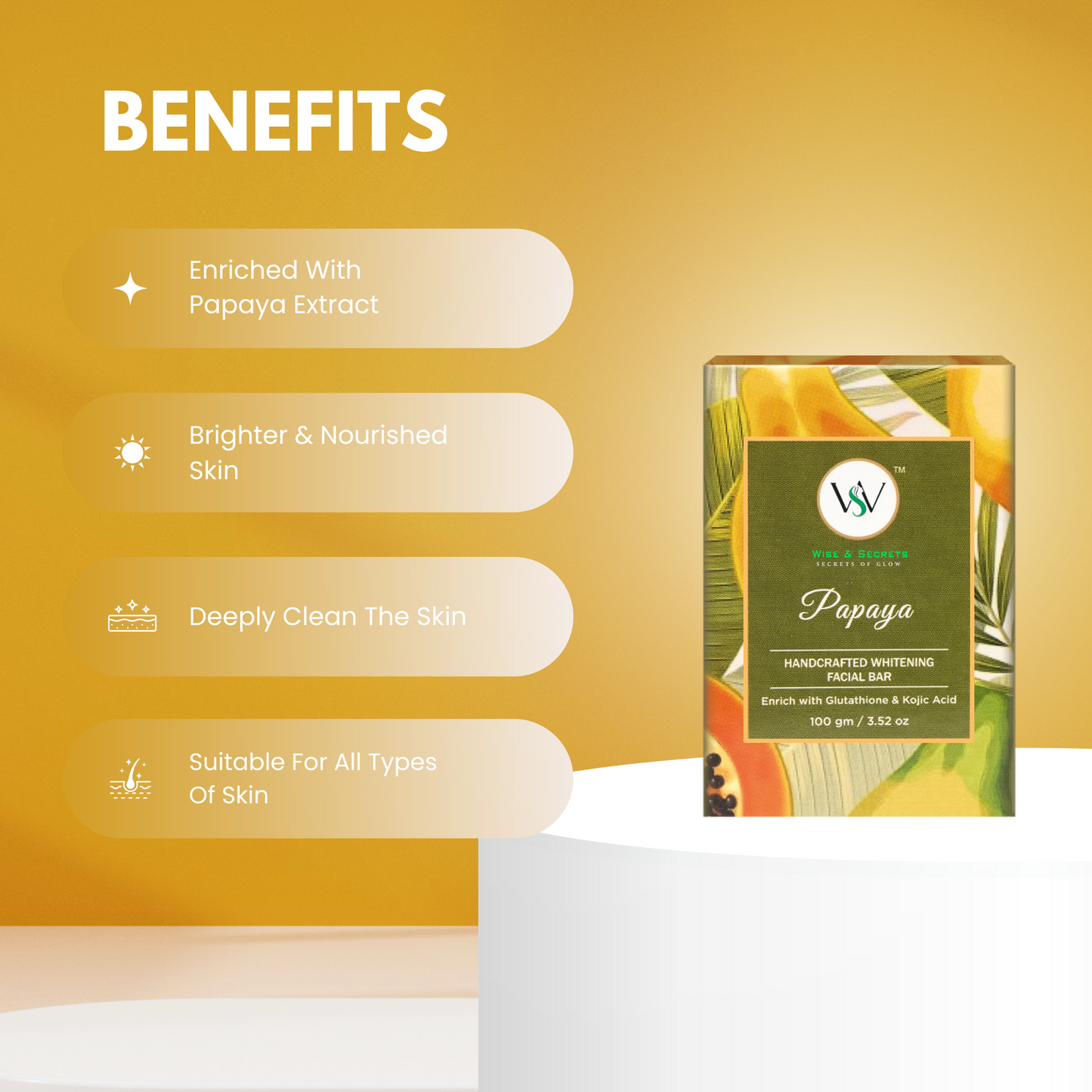 Papaya Whitening Facial Bar Soap - 10O GM