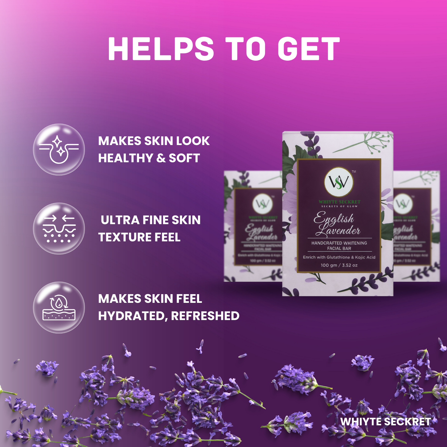 Lavender Organic Facial Soap - Glutathione & Kojic Acid