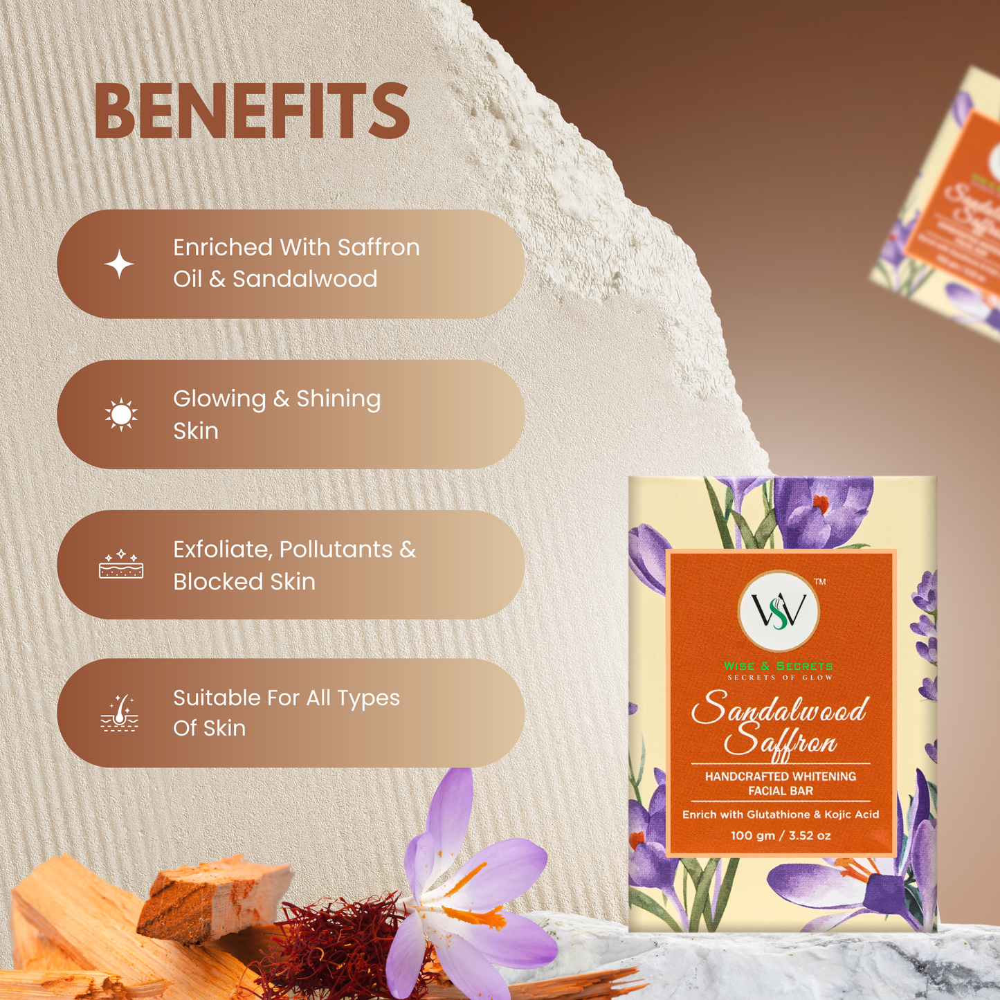 Sandalwood & Saffron Handmade Soap – 100g