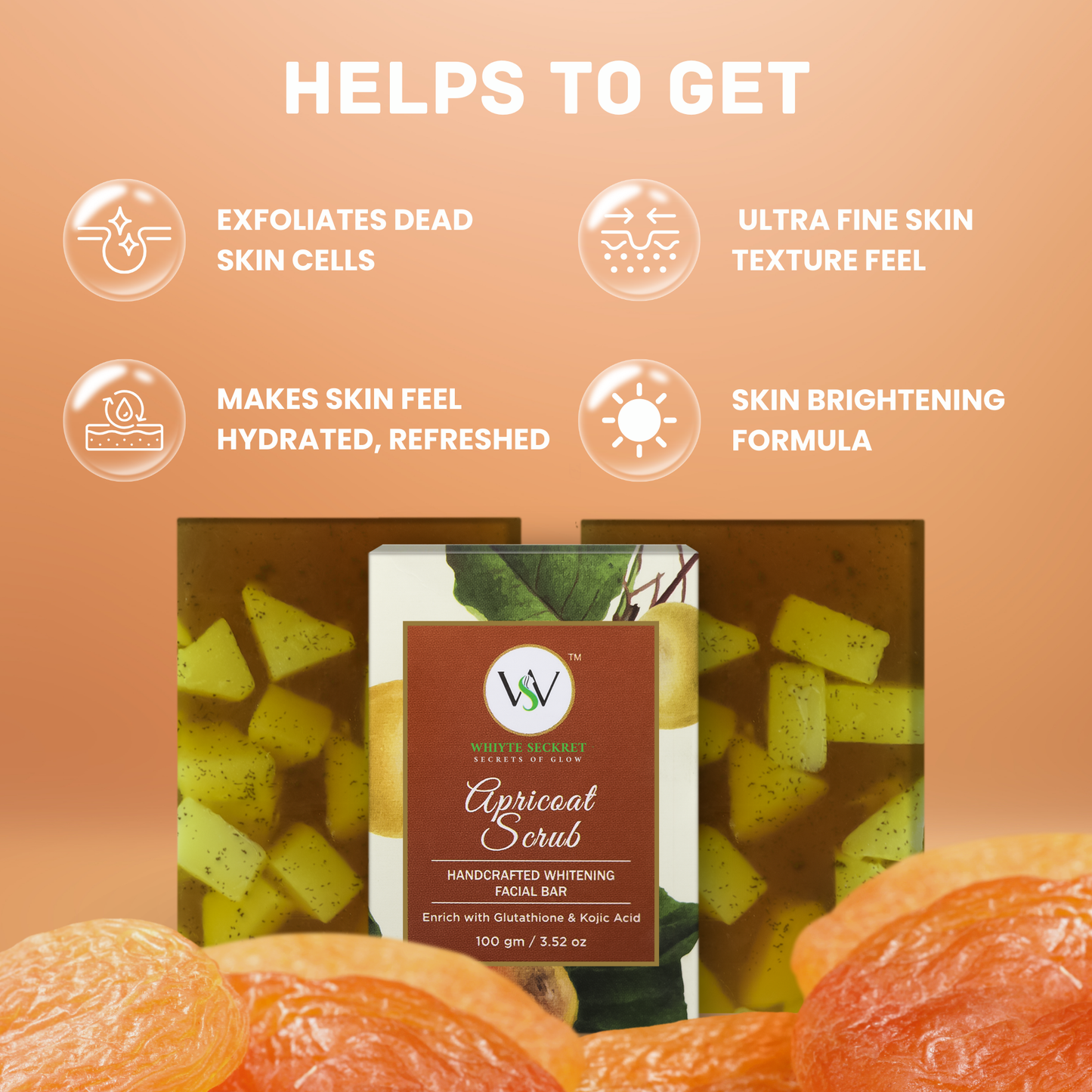 Apricot Face Soap - Enriched With Glutathione & Kojic Acid
