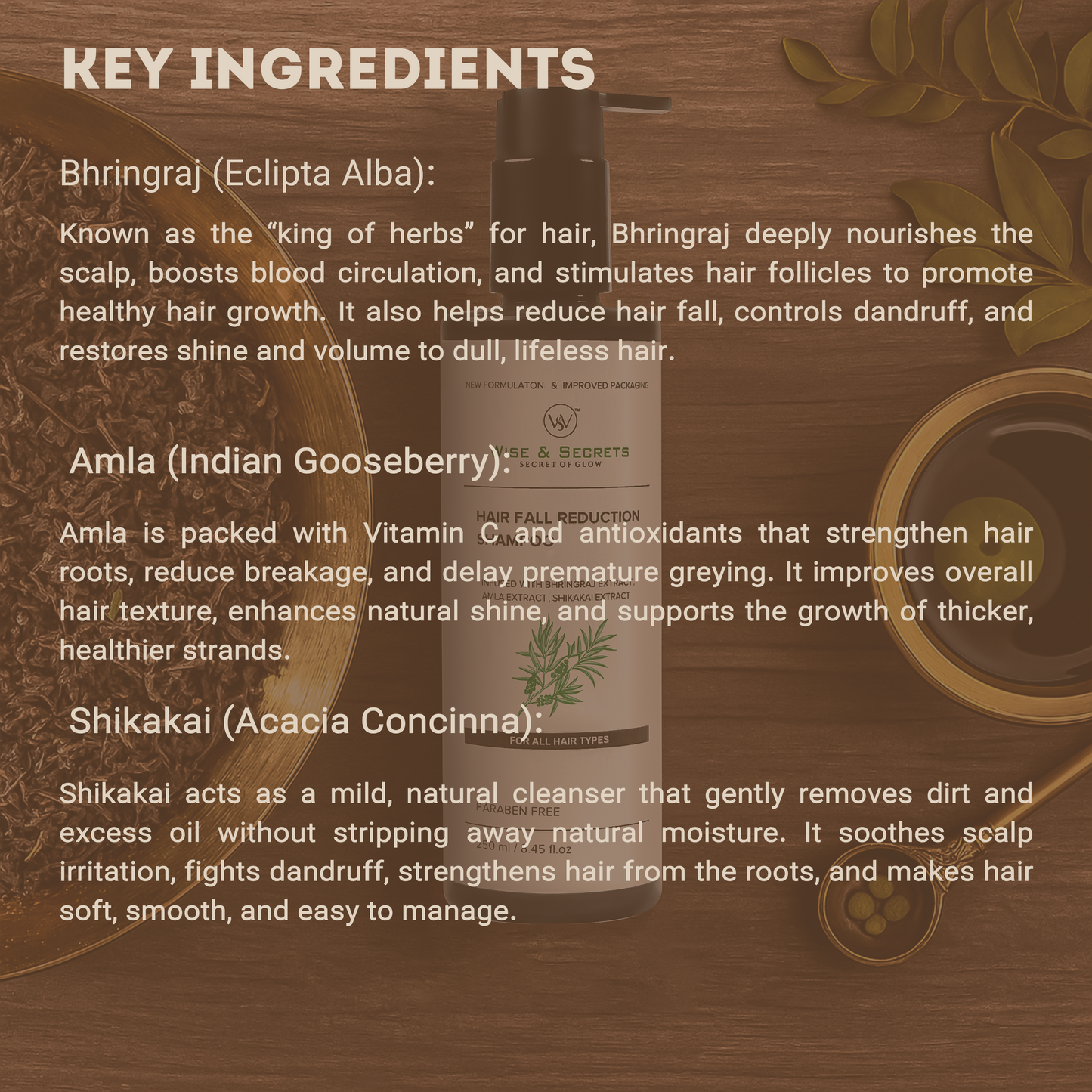 Hair Fall Reduction Shampoo – Herbal Formula with Bhringraj, Amla & Shikakai – 250ml