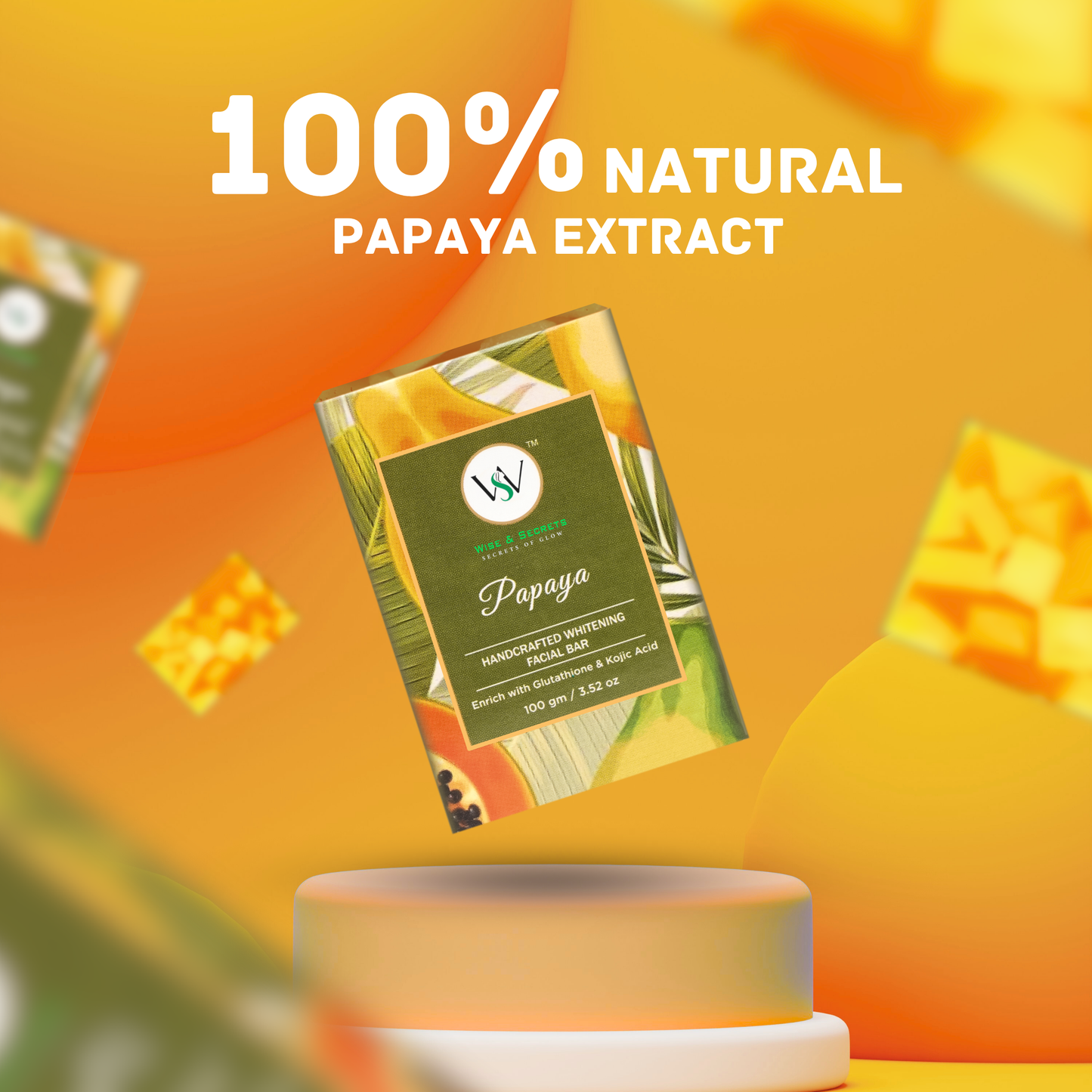Papaya Whitening Facial Bar Soap - 10O GM