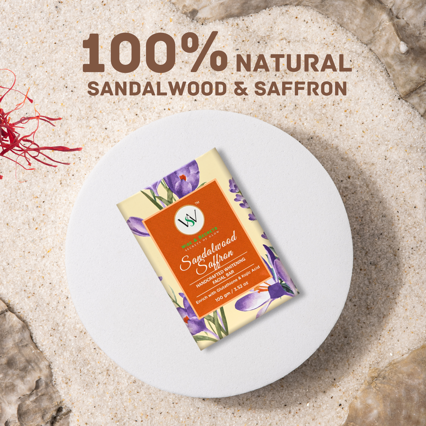 Sandalwood & Saffron Handmade Soap – 100g