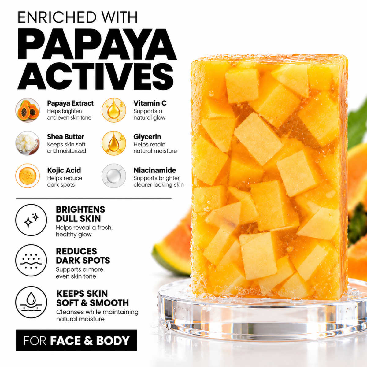 Papaya Brightening Soap for Face & Body – 100g