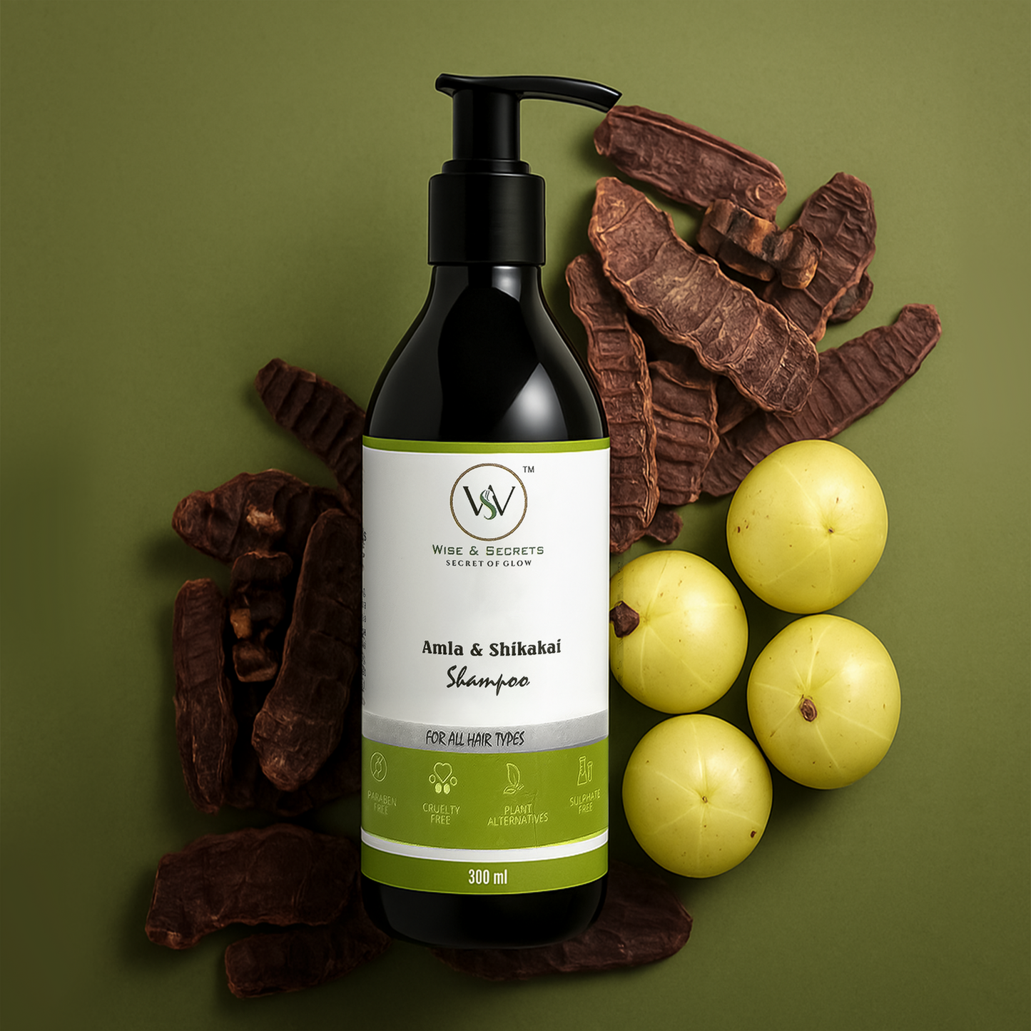 Amla Shikakai Herbal Shampoo – 300ml | With Neem, Bhringraj, Tulsi & Aloe Vera