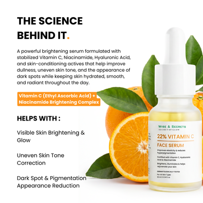 22% Vitamin C Face Serum with Hyaluronic Acid & Niacinamide 10ml