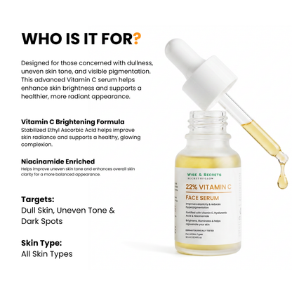 22% Vitamin C Face Serum with Hyaluronic Acid & Niacinamide 10ml