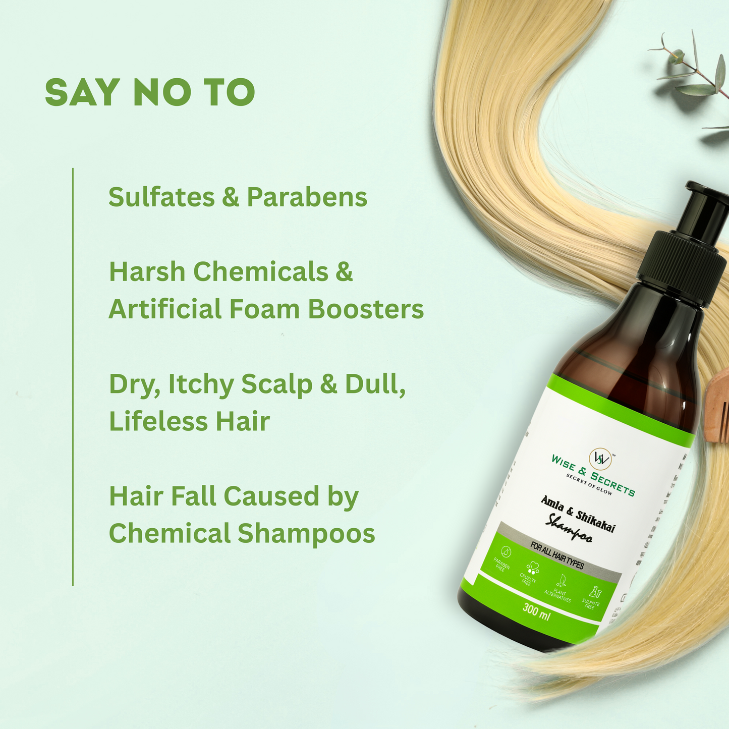 Amla Shikakai Herbal Shampoo – 300ml | With Neem, Bhringraj, Tulsi & Aloe Vera