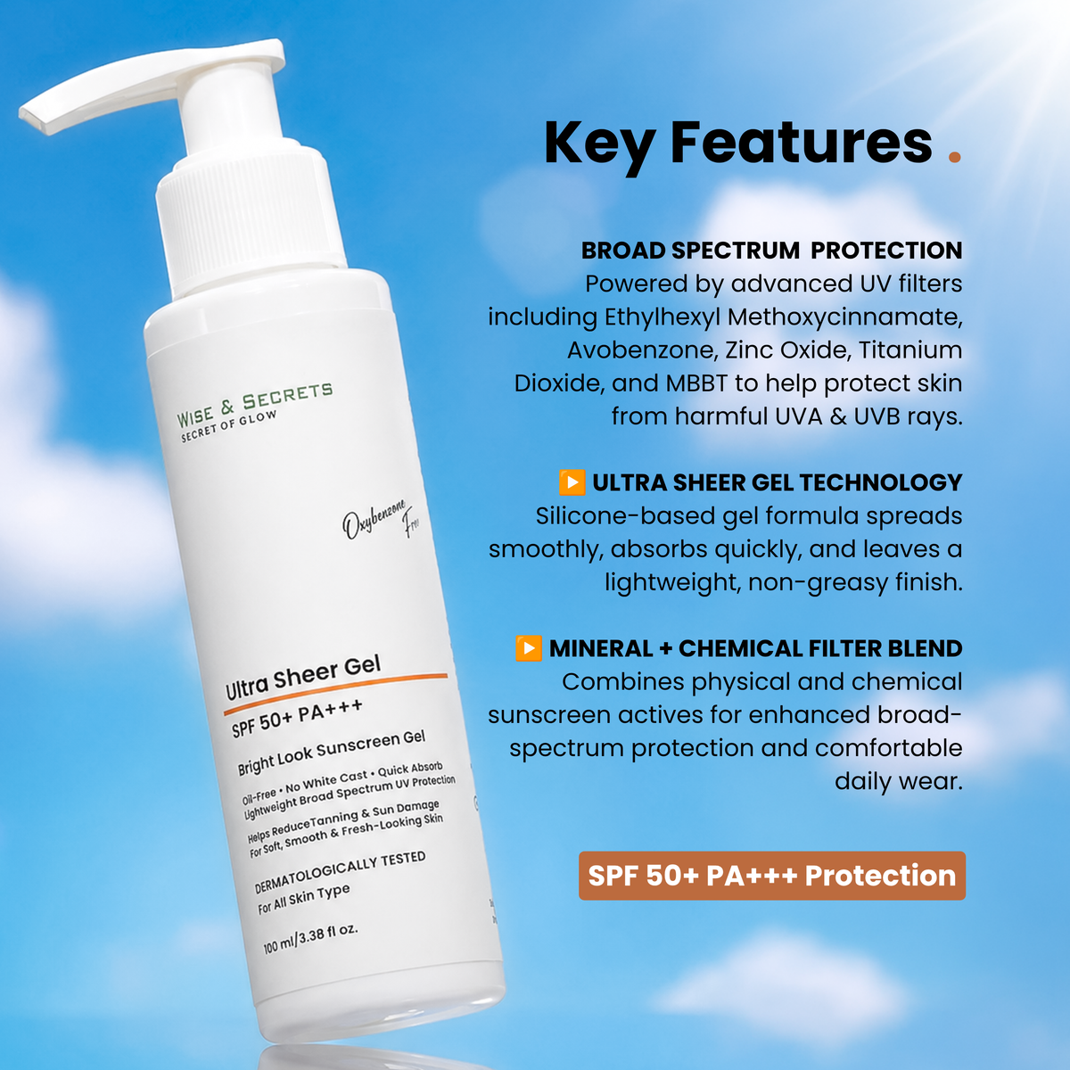 Vitamin E + Niacinamide (Vitamin B3)  SPF 50+ Sunscreen - 100 ML