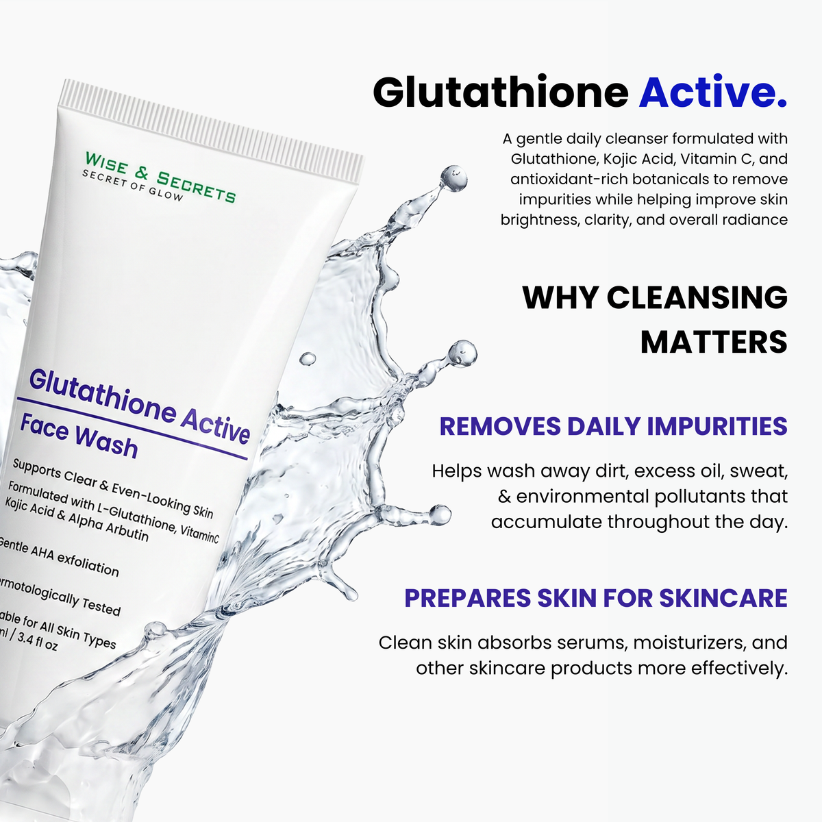 Kojic Acid + Vitamin C & E  Glutathione Face Wash - 100 Gm