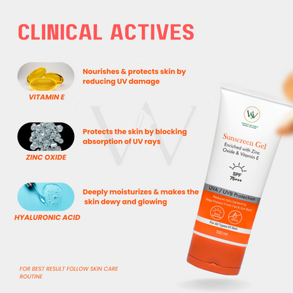 Zinc Oxide + Vitamin E Sunscreen Gel – SPF 75+++ 100 ML