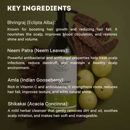 Amla Shikakai Herbal Shampoo – 300ml | With Neem, Bhringraj, Tulsi & Aloe Vera