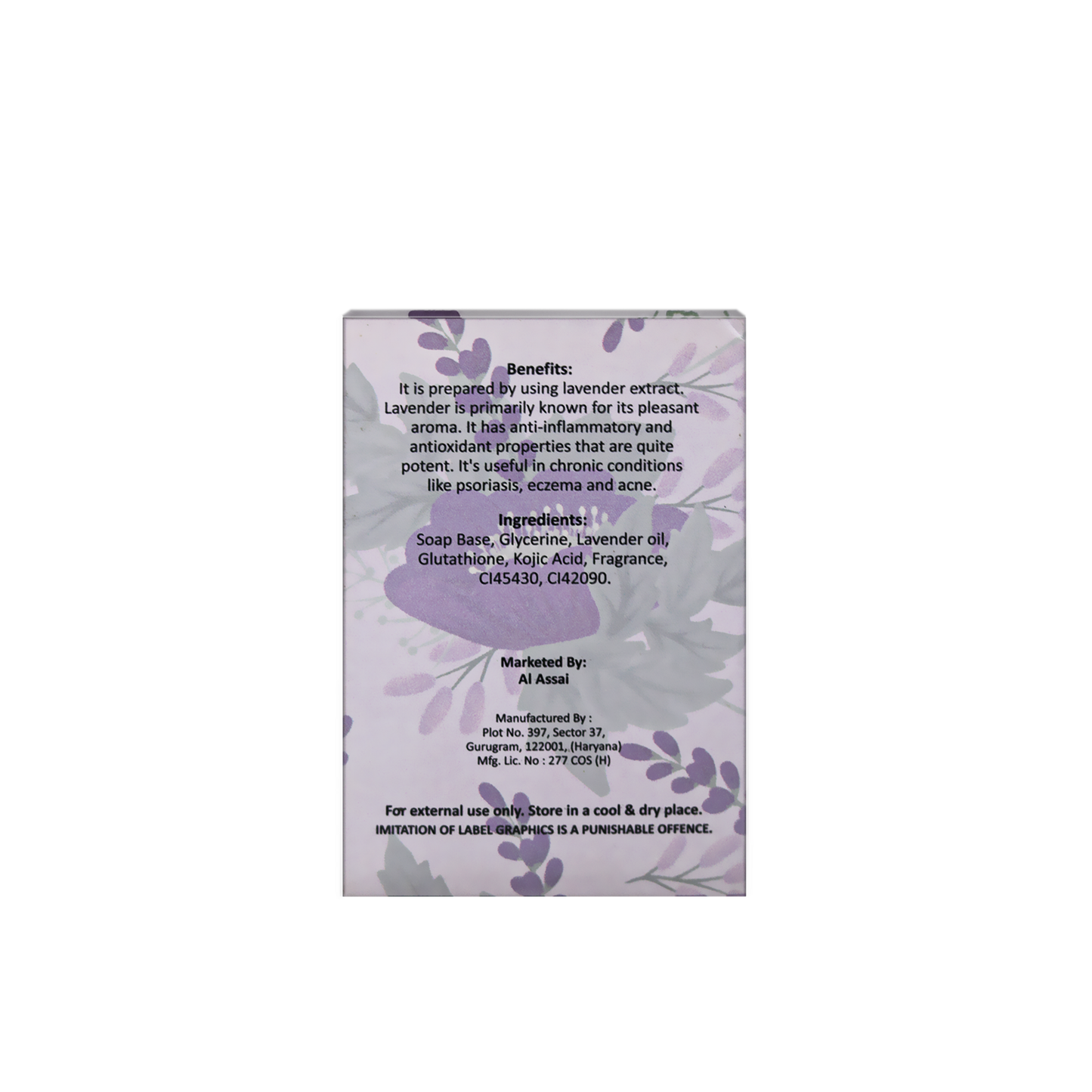 Lavender Organic Facial Soap - Glutathione & Kojic Acid