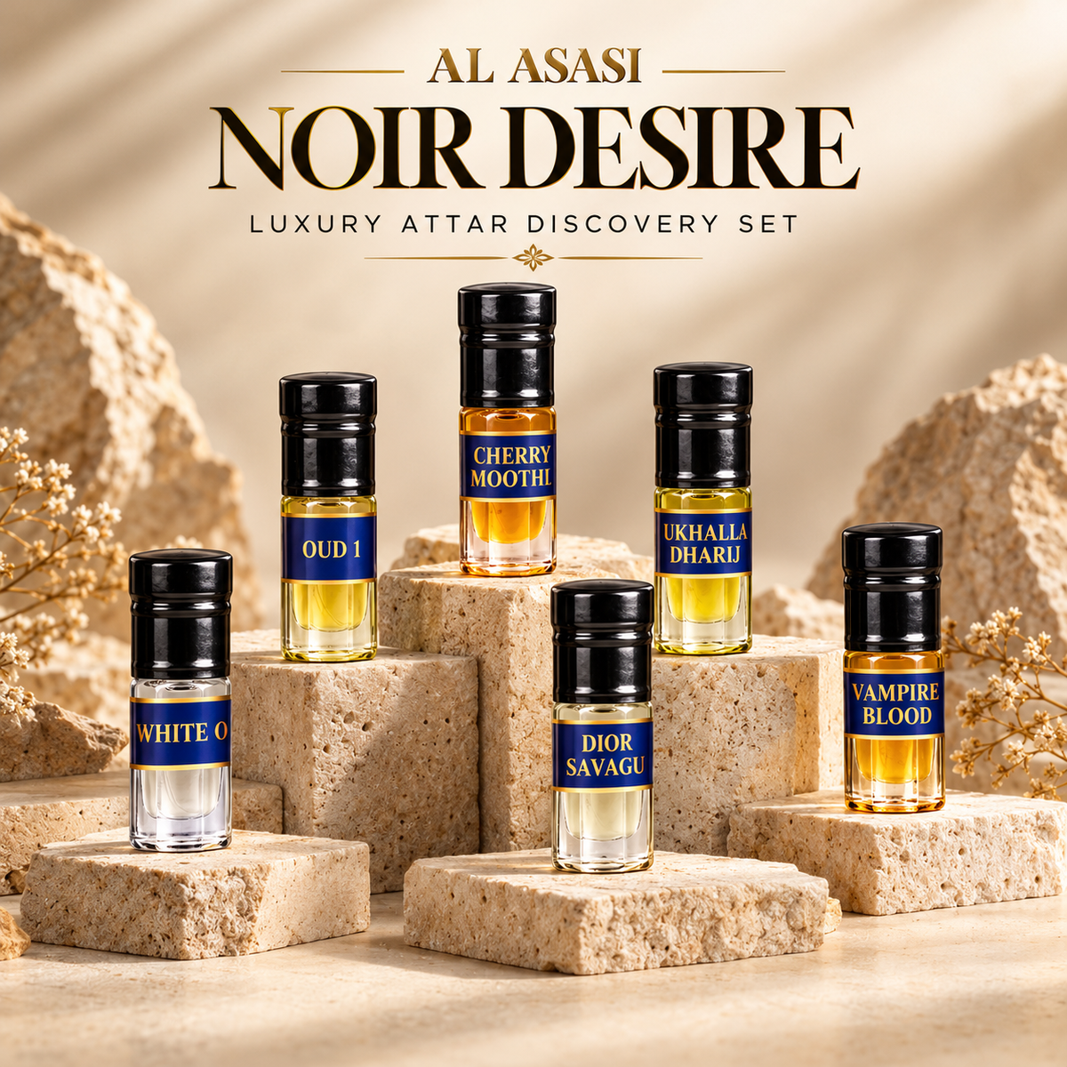 Al Asasi Noir Desire Luxury Attar Gift Set – 6 Fragrances