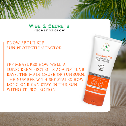 Zinc Oxide + Vitamin E Sunscreen Gel – SPF 75+++ 100 ML