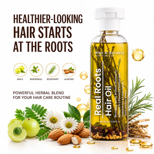 Real Roots Hair Oil – Bhringraj, Amla, Brahmi & Rosemary Hair Growth Oil | 100ml