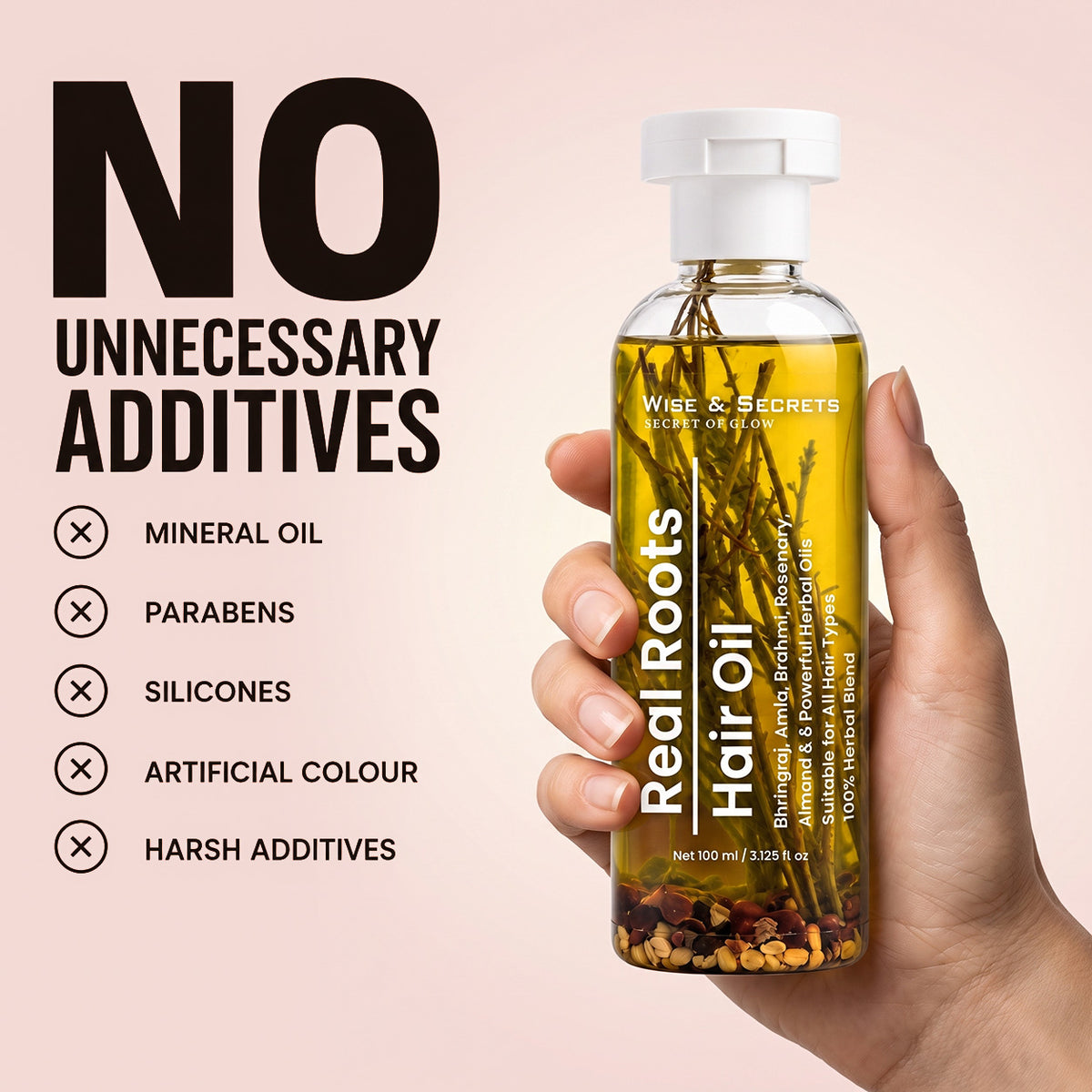 Real Roots Hair Oil – Bhringraj, Amla, Brahmi & Rosemary Hair Growth Oil | 100ml
