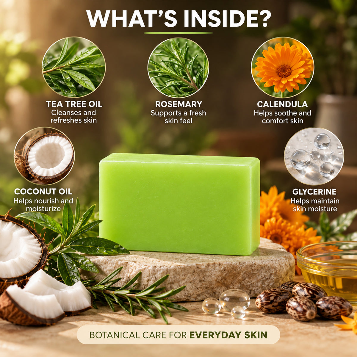 Tea Tree + Rosemary Facial Soap – 100g |